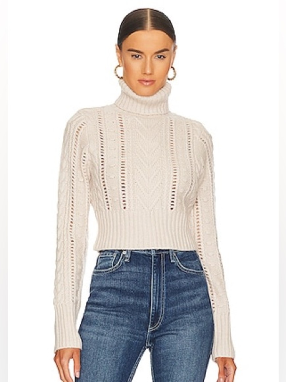 Rag & Bone Women’s Ivory Elizabeth Cable Turtleneck Sweater